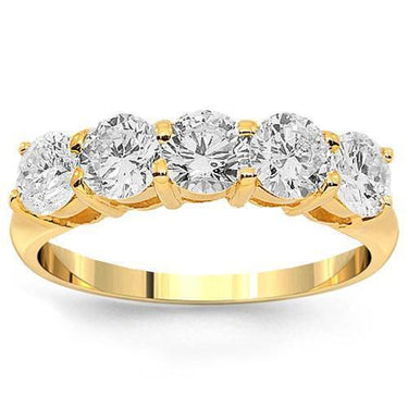 14K Yellow Solid Gold Womens Five Stone Diamond Anniversary Ring 1.03 Ctw